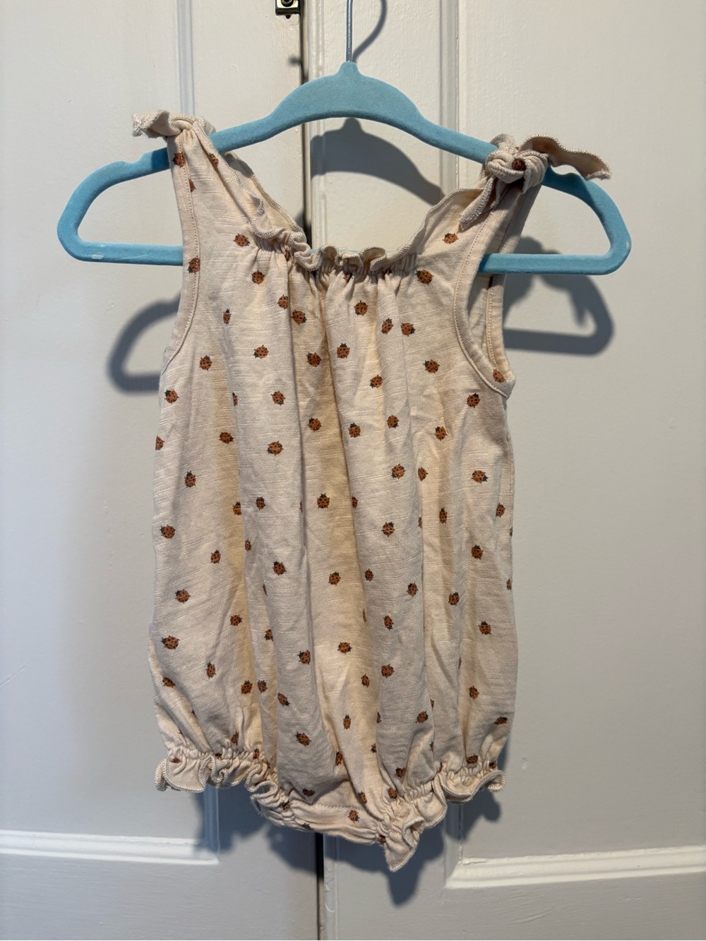 Rylee + Cru Ladybugs Shoulder Tie Bubble Onesie